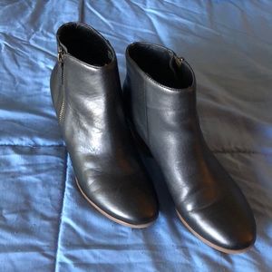 Black Leather Zip Up Ankle Boot